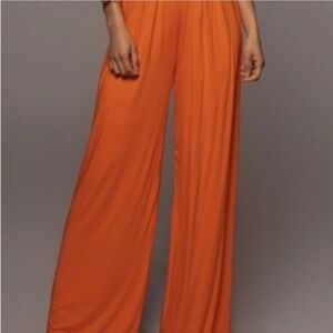 Jluxlabel Wide Leg Pants Orange Pull On Pleated Palazzo Sz S